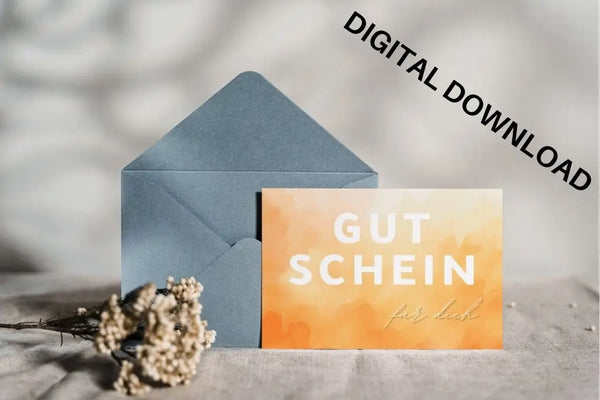 Wertgutschein Orange Aquarell-Motiv Digital (PDF) 