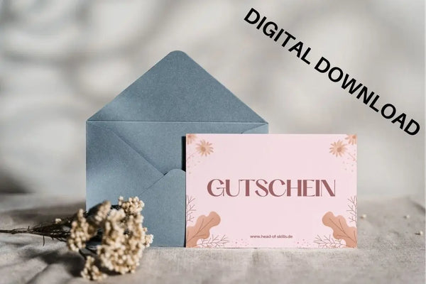 Wertgutschein Rosa & Florales Muster Digital (PDF) 